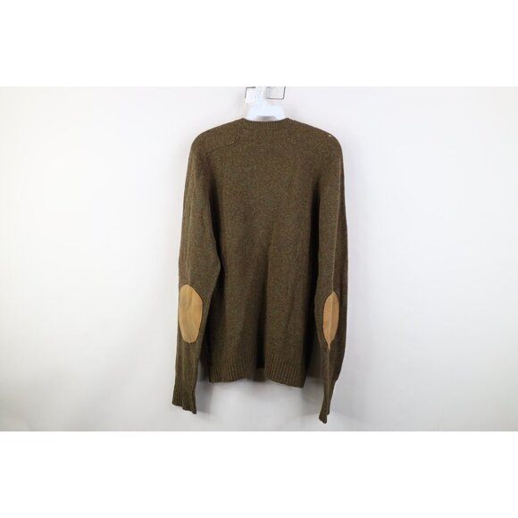 Vtg 50s Mens XL Distressed Rainbow Fleck Elbow Patch Wool Knit V-Neck Sweater - Picture 12 of 14